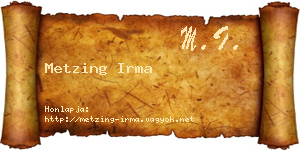 Metzing Irma névjegykártya